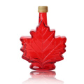 red colored 250ml maple shaped wine/honey/syrup glass bottle with screw plastic cap